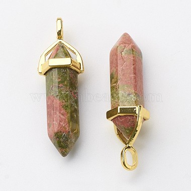 Natural Unakite Double Terminated Pointed Pendants(G-G902-B17)-3