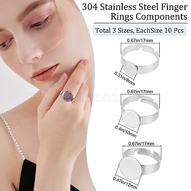 30Pcs 3 Style Adjustable 304 Stainless Steel Finger Rings Components(STAS-BBC0001-32)-2