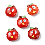 5Pcs Handmade Porcelain Beads, Hand Painted Ceramic Beads, Apple, Famille Rose Porcelain, Red, 16.5~17x16x8~9mm, Hole: 1.6mm(PORC-YW0001-68B)