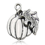 Halloween Theme Tibetan Style Alloy Pendants, Antique Silver, Pumpkin, 19x17mm(HAWE-PW0001-073B)