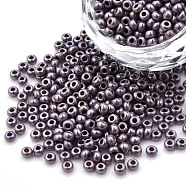 8/0 Czech Opaque Glass Seed Beads, Lustered, Round, Rosy Brown, 3x2mm, Hole: 1mm, about 500g/bag(SEED-N004-003A-06)