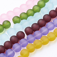 Transparent Glass Bead Strands, Frosted, Round, Mixed Color, 12mm, Hole: 1.3~1.6mm, about 70pcs/strand, 31.4 inch(GLAA-S031-12mm-M)
