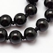 Natural Black Onyx Beads Strands, Round, 8mm, Hole: 1mm, about 48pcs/strand, 18.1 inch(G-O153-01-8mm)