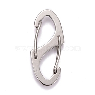 202 Stainless Steel S Shaped Carabiner, Keychain Clasps, Stainless Steel Color, 40.5x18x7mm(STAS-F268-02P)