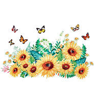 Removable Waterproof PVC Wall Stickers, Self-Adhesive Decals, for DIY Bedroom, Indoor Decorations, Rectangle, Sunflower Pattern, 298x284x0.5mm, 2 sheets/set(DIY-GF0005-91)