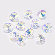 Faceted Glass Rhinestone Charms, Imitation Austrian Crystal, Cone, Crystal AB, 8x4mm, Hole: 1mm(RGLA-F049-8mm-001AB)