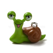 Opaque Resin Pendants, Snail Charms with Platinum Plated Iron Loops, Olive Drab, 20x21x9mm, Hole: 1.8mm(RESI-P029-06P-A)