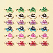 24Pcs 6 Colors Alloy Enamel Connector Charms, Tortoise Links with Crystal Rhinestone, Light Gold, Cadmium Free & Nickel Free & Lead Free, Mixed Color, 23x12x3mm, Hole: 1.5mm, 4pcs/color(ENAM-FS0001-60)