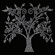 Tree of Life Glass Hotfix Rhinestone, Iron on Appliques, Costume Accessories, for Clothes, Bags, Pants, Crystal, 175x170x2mm(DIY-WH0419-59)