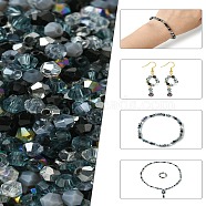 Mixed Styles Glass Beads, Faceted, Bicone, Black, 4x4mm, Hole: 1mm, about 500pcs/set(GLAA-YWC0003-01D)