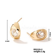 Elegant Diamond Inlaid Geometric Design Fashion Earrings for Women, Golden, 10x8mm(XH3326-2)