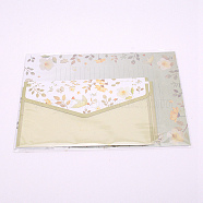 Paper Envelopes & Letter Papers, Floral Pattern, Rectangle, Light Green, 8.7~21x14.3~16.5x0.01~0.03cm, 9pcs/set(DIY-WH0204-24C)