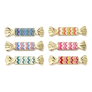 Rack Plating Brass Enamel Connector Charms, Long-Lasting Plated, Lead Free & Cadmium Free, Real 18K Gold Plated, Candy Link, Mixed Color, 9.5x36x4.5mm, Hole: 1.4mm(KK-B092-23G)