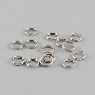 304 Stainless Steel Split Rings, Double Loops Jump Rings, Stainless Steel Color, 6x1.4mm, about 4.6mm inner diameter(A-STAS-Q186-01-6mm)