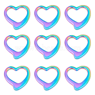 Unicraftale 304 Stainless Steel Linking Rings, Heart, Rainbow Color, 24x24x4mm, 10pcs/box(STAS-UN0022-23)