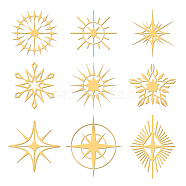 9Pcs Nickel Custom Self-adhesive Picture Stickers, Metal Decals, Golden, Star, 40x40mm(DIY-WH0450-177)