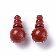 Natural Red Jasper 3 Hole Guru Beads, T-Drilled Beads, for Buddhist Jewelry Making, Grade A, 18~18.5x10~10.5mm, Hole: 1.2mm and 1.6mm(G-L517-01A)