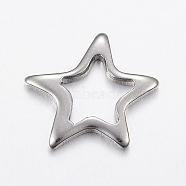 304 Stainless Steel Linking Rings, Star, Stainless Steel Color, 16x17x2mm(X-STAS-G172-56P)