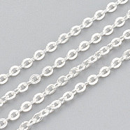 3.28 Feet 304 Stainless Steel Cable Chains, Soldered, Flat Oval, Silver, 3x2x0.6mm(X-CHS-R002-0.6mm-S)