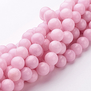 Natural Mashan Jade Round Beads Strands, Dyed, Pearl Pink, 10mm, Hole: 1mm, about 41pcs/strand, 15.7 inch(G-D263-10mm-XS23)