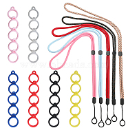 5Pcs 5 Colors Nylon Cord Neck Straps, Electronic Cigarette Lanyard Strap, with Plastic & Silicone Findings and 36Pcs 6 Colors Silicone Pendant, Mixed Color(DIY-GF0008-30)