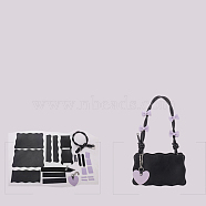 DIY Purse Making Kits, Including PU Fabric, Heart Pendant, Bag Handles, Zipper, Needle and Wire, Black, 14x23x8cm(PURS-PW0010-44A)