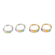 Brass Enamel Hoop Earrings, Long-Lasting Plated, Heart, Real Gold Plated & Real Platinum Plated, Mixed Color, 16.5x15.5x2.5~5mm, Pin: 0.8mm(EJEW-D274-04)
