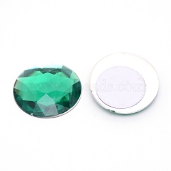 Extra Large Jewelry Sticker, Acrylic Rhinestone Stick-On Cabochon, with Self Adhesive, Half Round/Dome, Faceted, Emerald, 30x6mm(TACR-WH0001-53A-16)
