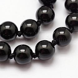 Natural Dyed & Heated Black Onyx Beads Strands, Round, 8mm, Hole: 1mm, about 48pcs/strand, 18.1 inch(G-O153-01-8mm)