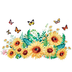 Removable Waterproof PVC Wall Stickers, Self-Adhesive Decals, for DIY Bedroom, Indoor Decorations, Rectangle, Sunflower Pattern, 298x284x0.5mm, 2 sheets/set(DIY-GF0005-91)