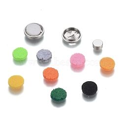 304 Stainless Steel Diffuser Locket Aromatherapy Essential Oil, with Perfume Pad, Perfume Button for Face Mask, Flat Round with Butterfly, Mixed Color, 12x4.5mm(AJEW-N025-05P)