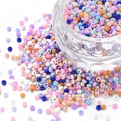 13/0 Glass Seed Beads, Macaron Color, Round Hole, Round, Mixed Color, 13/0, 2~2.3x1.5mm, Hole: 0.8mm, about 450g/bag(SEED-T005-14A-A10)