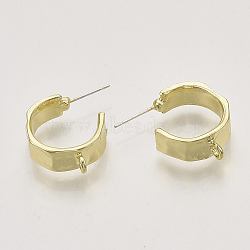 Alloy Stud Earring Findings, Half Hoop Earrings, with Loop, Light Gold, 22x7mm, Hole: 2mm, Pin: 0.6mm(PALLOY-S121-243)