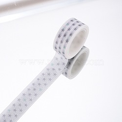 DIY Scrapbook Decorative Paper Tapes, Adhesive Tapes, Star, White, 15mm, 5m/roll(5.46yards/roll)(DIY-F016-P-18)