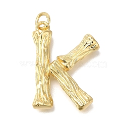 Rack Plating Brass Pendants, Glass Charms, Long-Lasting Plated, Cadmium Free & Lead Free, Real 18K Gold Plated, Letter K, 37x27.5x5.8mm, Hole: 5mm(KK-I721-01G-K)