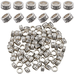100Pcs Tibetan Style Alloy Spacer Beads, Lead Free and Cadmium Free, Column, Antique Silver, 8x4mm, Hole: 5mm(PALLOY-SP0001-05)