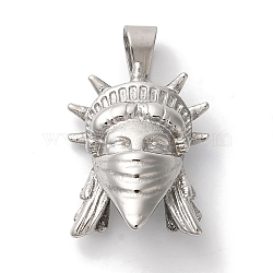 Non-Tarnish 304 Stainless Steel Pendants, Statue of Liberty Charm, Stainless Steel Color, 26.5x20x10mm, Hole: 8.5x4.5mm(STAS-Z075-10P)