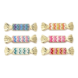 Rack Plating Brass Enamel Connector Charms, Long-Lasting Plated, Lead Free & Cadmium Free, Real 18K Gold Plated, Candy Link, Mixed Color, 9.5x36x4.5mm, Hole: 1.4mm(KK-B092-23G)