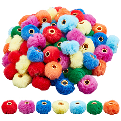 84Pcs 7 Colors Imitation Rabbit Hair European Beads, Rondelle, Mixed Color, 19.5~20x12mm, Hole: 4mm, 12pcs/color(FIND-PH0027-67)