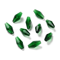 Transparent K9 Glass Beads, Faceted, Bicone, Green, 12x6mm, Hole: 1mm(GLAA-G078-B-11)