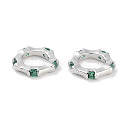 Brass Pave Cubic Zirconia Linking Rings, Ring, Platinum, Green, 8x8x1.5mm, Inner Diameter: 4.5mm(KK-C051-61P-01)