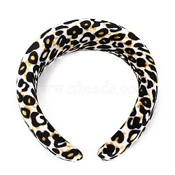 Velvet Hair Bands, with Sponge inside, Leopard Print, Black, 15~40mm, Inner Diameter: 140x115mm(OHAR-O018-01)