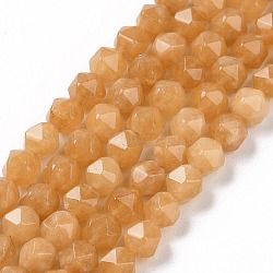 Natural Quartz Beads Strands, Faceted Polygon, Dyed & Heated, Sandy Brown, 7.5~8x8x8mm, Hole: 1.2mm, about 48pcs/strand, 15.35 inch(39cm)(G-G990-B03-A)