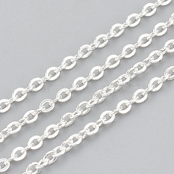 304 Stainless Steel Cable Chains, Soldered, Flat Oval, Silver, 3x2x0.6mm(X-CHS-R002-0.6mm-S)