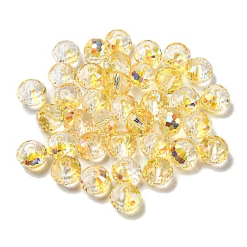 Electroplate Glass Beads, Rondelle, Gold, 8x6mm, Hole: 1.6mm, 100pcs/bag