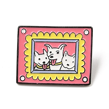 Dog Alloy Enamel Pins, Cute Puppy Brooch for Backpack Clothes, Rectangle, 23.5x30mm