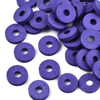 Handmade Polymer Clay Beads, for DIY Jewelry Crafts Supplies, Disc/Flat Round, Heishi Beads, Mauve, 8x1mm, Hole: 2mm, about 13000pcs/1000g