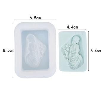 Embossed Art DIY Food Grade Silicone Statue Fondant Mold, Portrait Sculpture Fondant Molds, Resin Casting Molds, for Chocolate, Candy, UV Resin & Epoxy Resin Craft Making, Goddess Human, 65x85x33mm, Inner Diameter: 44x64mm