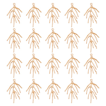 Alloy Pendants, Branch, Golden, 41x21x2mm, Hole: 1.8mm, 20pcs/box