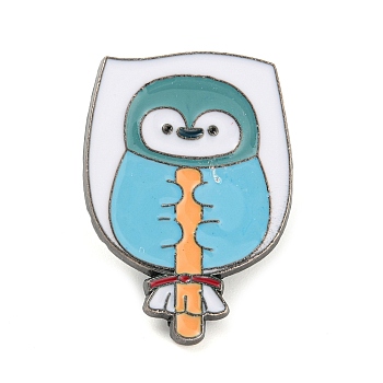 Animal Theme Enamel Pins, Gunmetal Zinc Alloy Brooches for Backpack Clothes, Penguin, 26x28.5x1.5mm